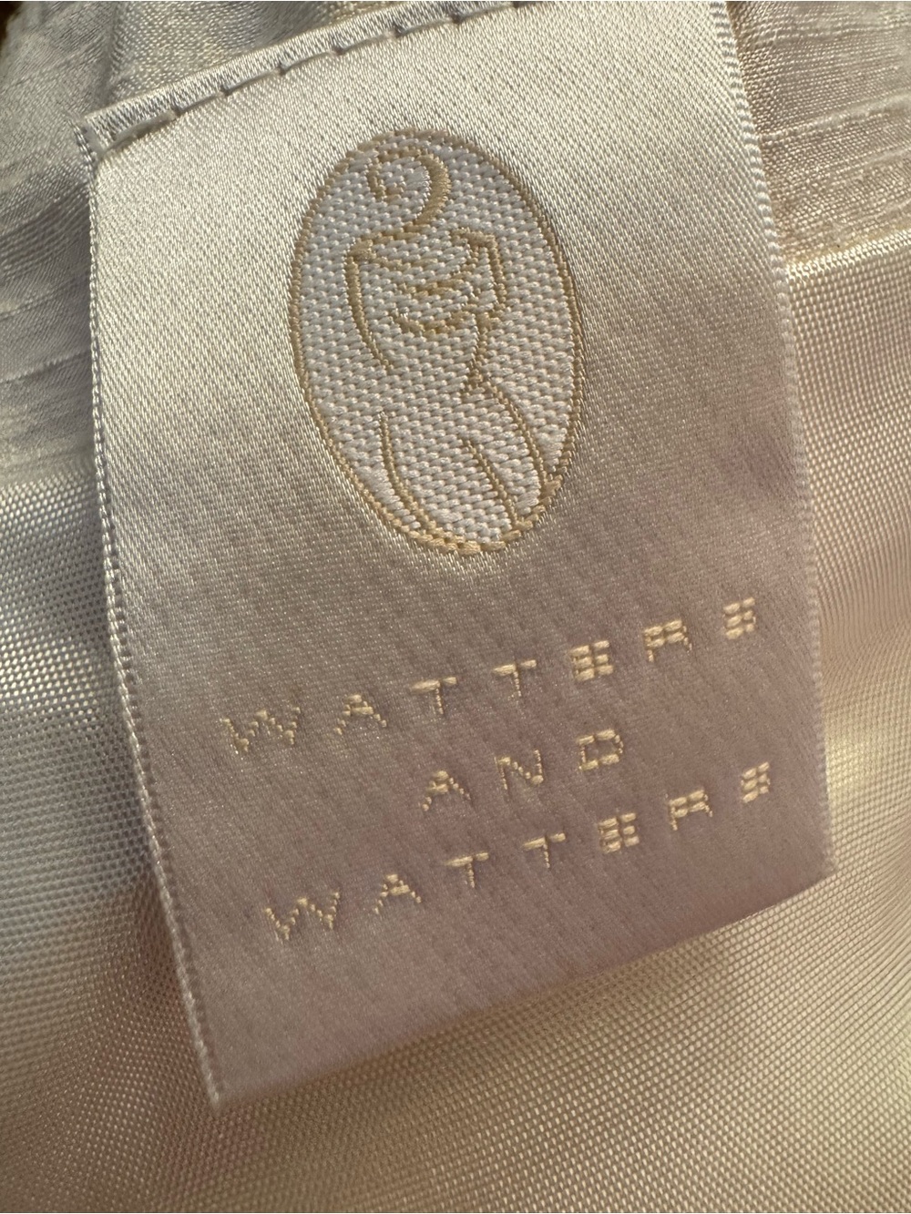 Vtg 90s Watters & Watters Silk Peplum Skirt Suit Cream Ivory Bridal Off Shoulder - Picture 14 of 15